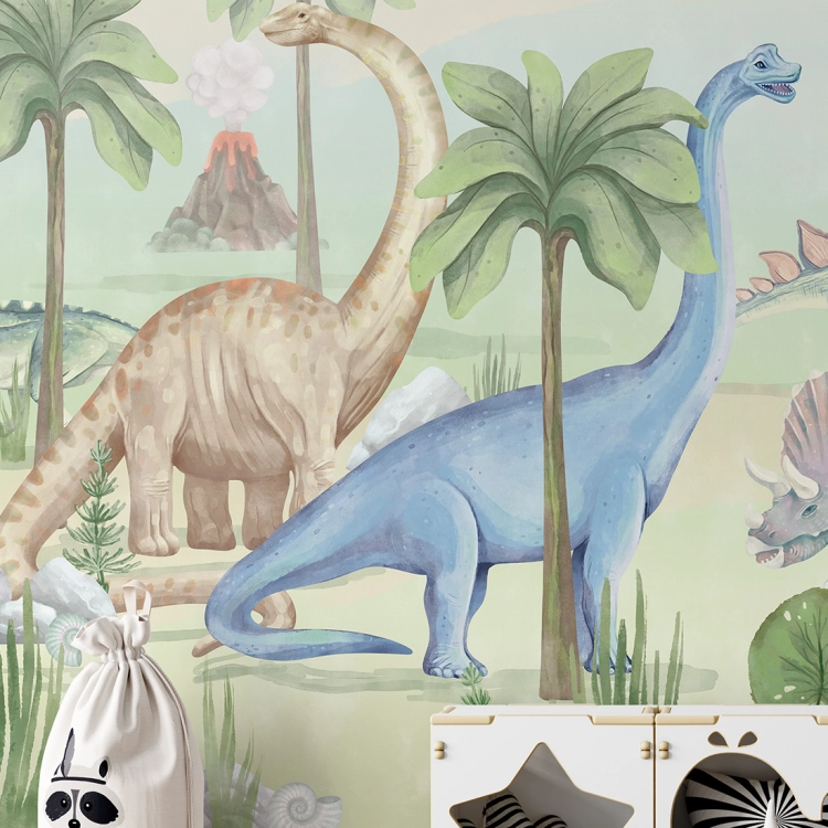 tapeta dinozaury / tapeta dla dzieci świat dinozaurów / tapeta dla dzieci pastelowe love