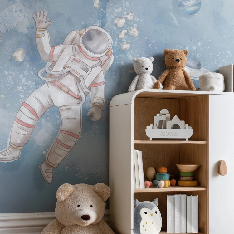tapeta kosmos / tapeta z astronautą / tapety dla dzieci / tapety pastelowe love