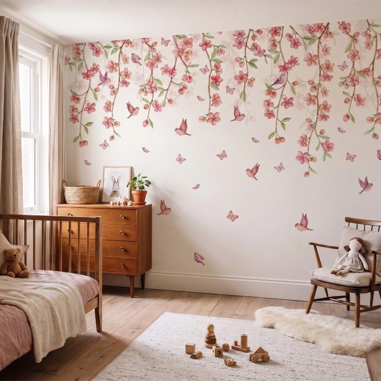 tapeta sakura / tapeta kwiatowa / tapety dla dzieci / tapety pastelowe love