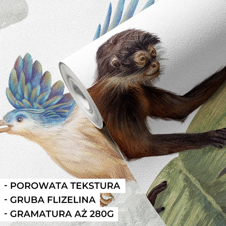 tapeta z małpami / tapety dla dzieci ze zwierzętami / tapety pastelowe love