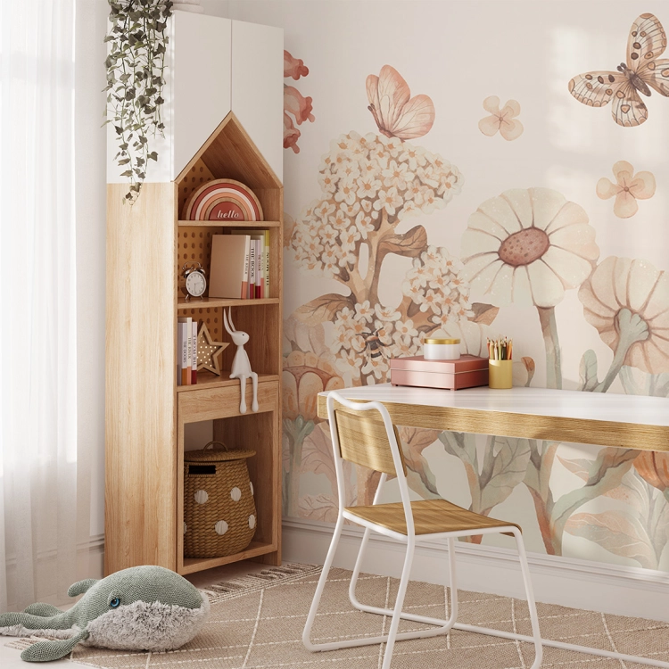tapeta kwiaty / tapeta z kwiatami boho / tapety dla dzieci / tapety pastelowe love