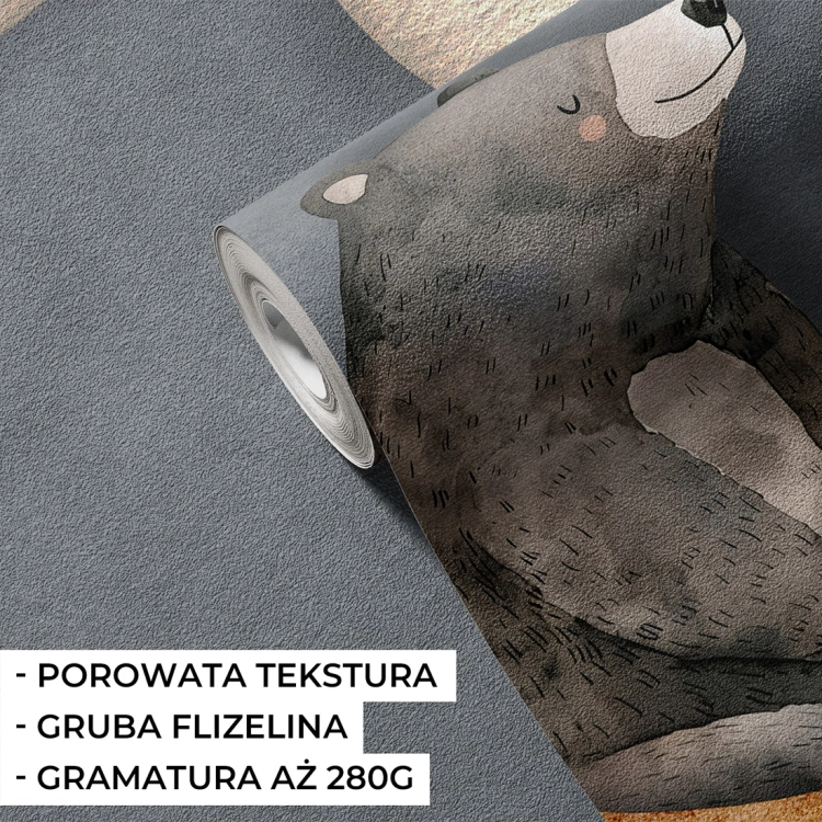 tapeta dla dzieci miś na księżycu / tapeta dla dzieci / pastelowe love