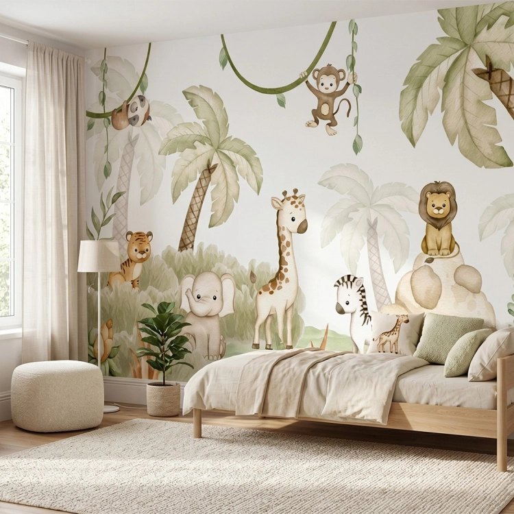 tapeta dla dzieci safari / tapeta sawanna / tapety pastelowe love