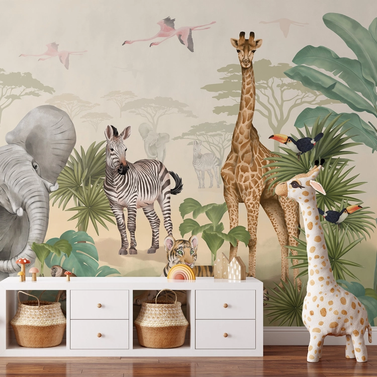 tapeta safari / tapety dla dzieci / tapety pastelowe love