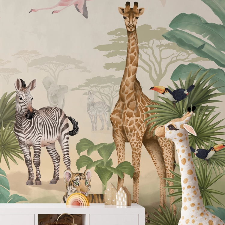 tapeta safari / tapety dla dzieci / tapety pastelowe love