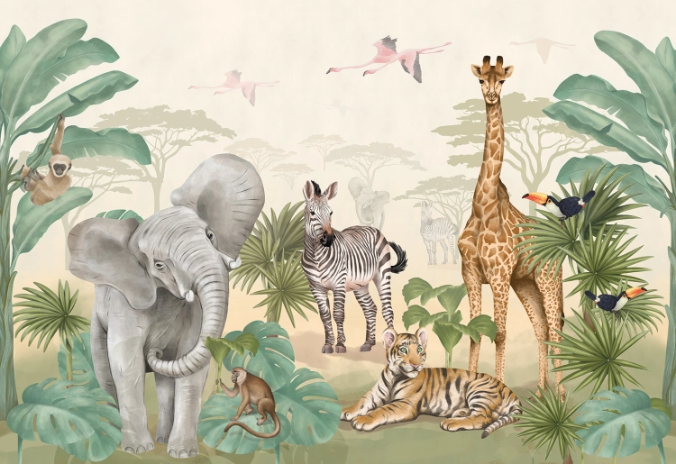 tapeta safari / tapety dla dzieci / tapety pastelowe love
