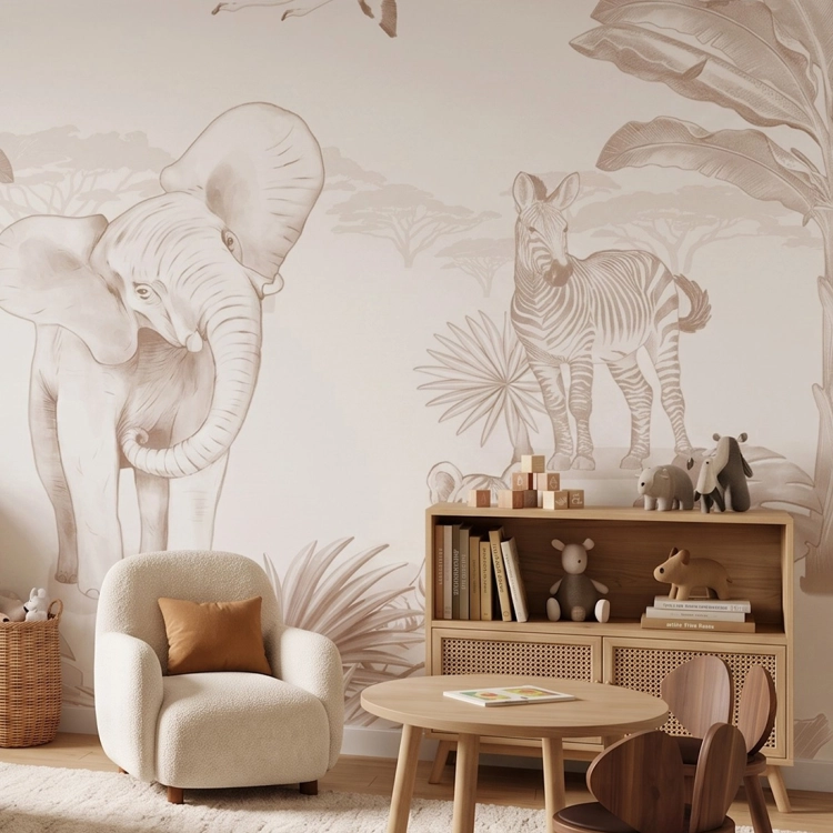 tapeta dla dzieci / tapeta safari / tapety pastelowe love