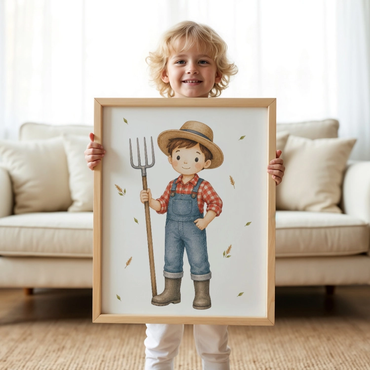 plakat dla dzieci farmer / plakat dla dzieci akwarelą / plakat  dla dzieci / plakat do pokoju dziecka