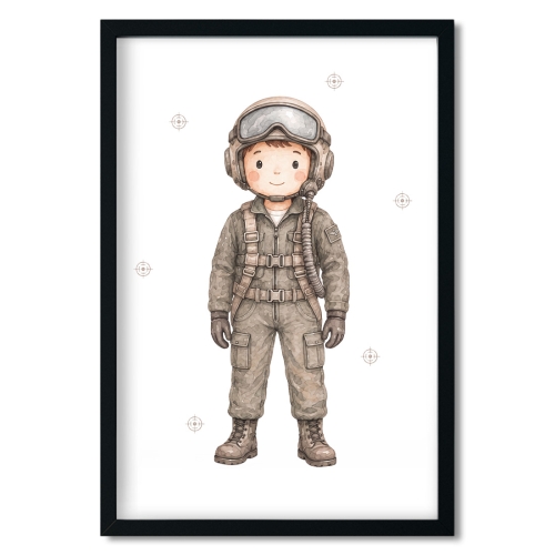 plakat dla dzieci pilot myśliwca / plakat dla dzieci akwarelą / plakat  dla dzieci / plakat do pokoju dziecka