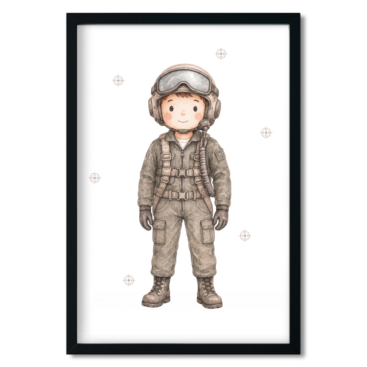 plakat dla dzieci pilot myśliwca / plakat dla dzieci akwarelą / plakat  dla dzieci / plakat do pokoju dziecka