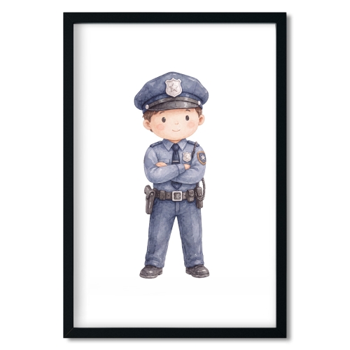 plakat dla dzieci policjant / plakat dla dzieci akwarelą / plakat  dla dzieci / plakat do pokoju dziecka
