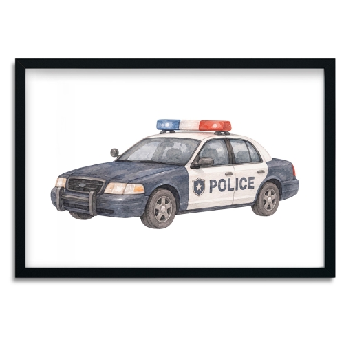 plakat dla dzieci radiowóz / plakat dla dzieci akwarelą / plakat  dla dzieci / plakat do pokoju dziecka