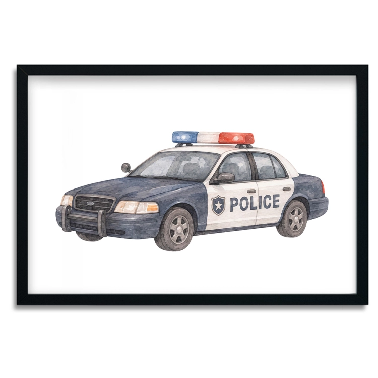 plakat dla dzieci radiowóz / plakat dla dzieci akwarelą / plakat  dla dzieci / plakat do pokoju dziecka
