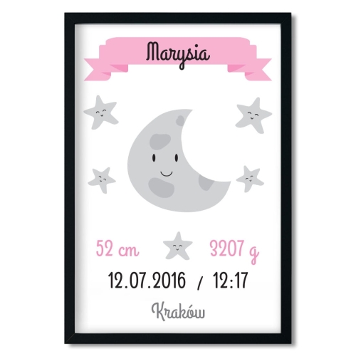 księżyc girls | metryczka. metryczka dla dzieci. dekoracje pokoju