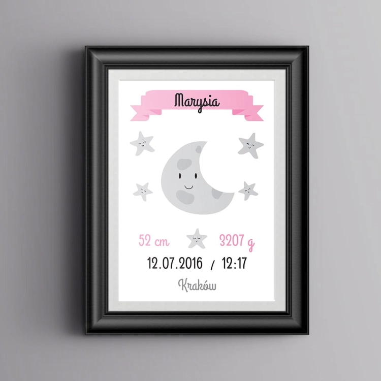 księżyc girls | metryczka. metryczka dla dzieci. dekoracje pokoju