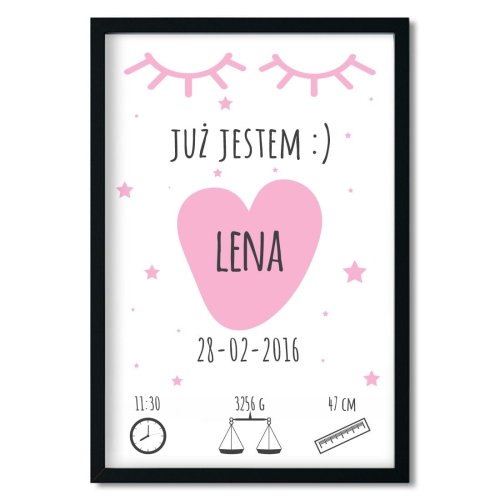 już jestem girls | metryczka. metryczka dla dzieci. dekoracje pokoju