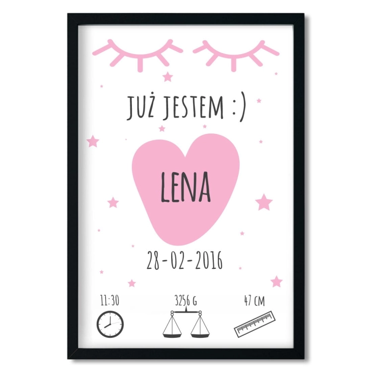 już jestem girls | metryczka. metryczka dla dzieci. dekoracje pokoju