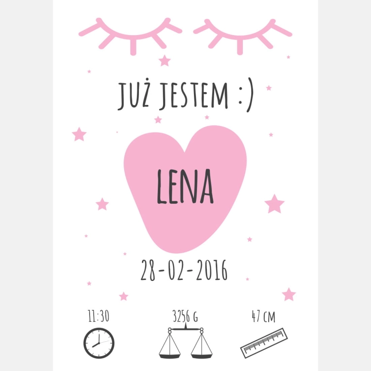już jestem girls | metryczka. metryczka dla dzieci. dekoracje pokoju