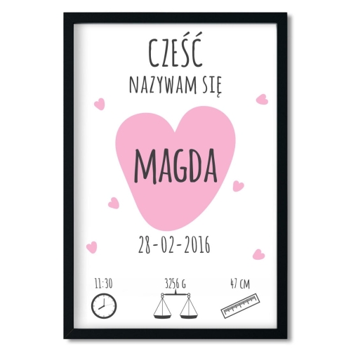 cześć girls | metryczka. metryczka dla dzieci. dekoracje pokoju