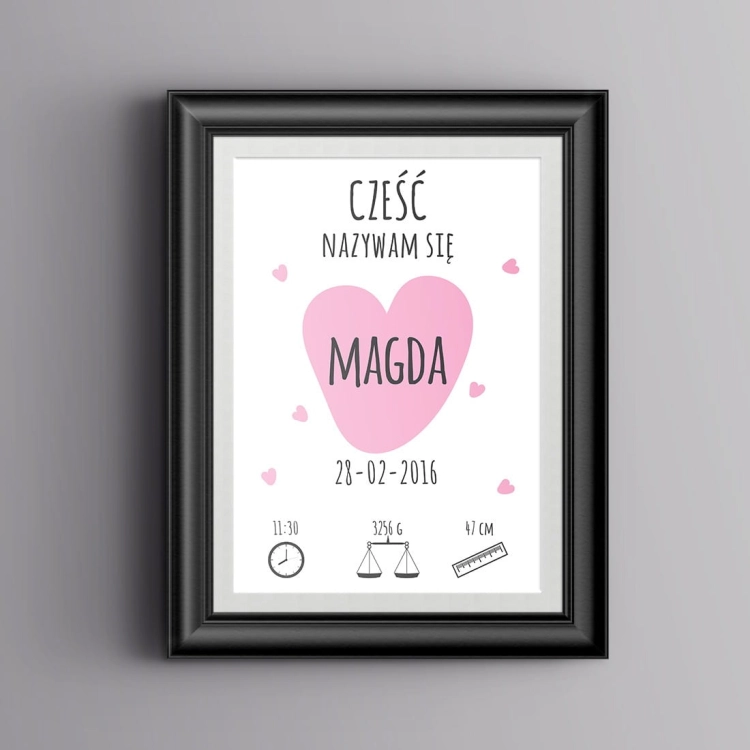 cześć girls ​| metryczka. metryczka dla dzieci. dekoracje pokoju