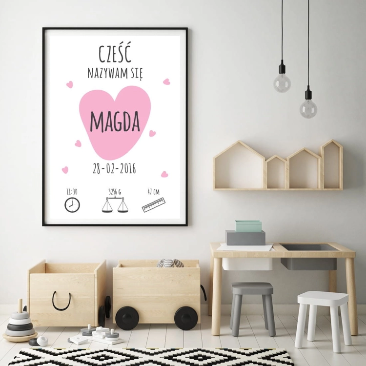 cześć girls ​| metryczka. metryczka dla dzieci. dekoracje pokoju