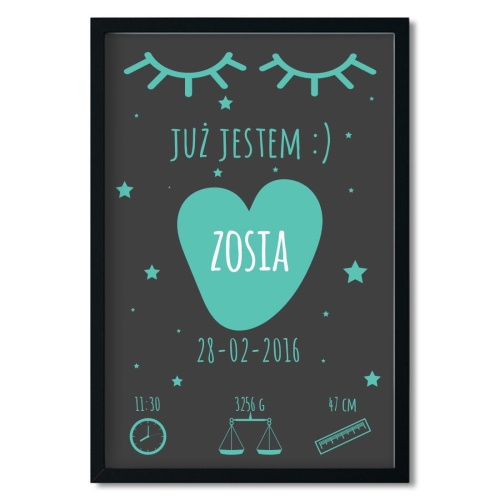 już jestem grafit | metryczka. metryczka dla dzieci. dekoracje pokoju