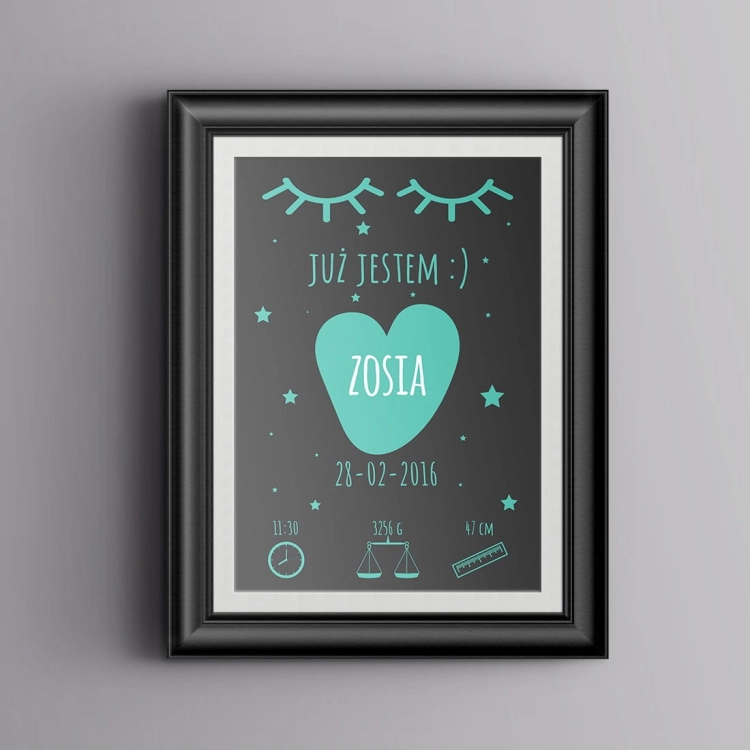 już jestem grafit | metryczka. metryczka dla dzieci. dekoracje pokoju