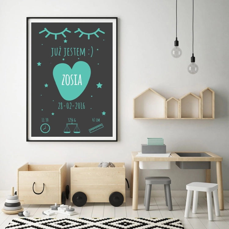 już jestem grafit | metryczka. metryczka dla dzieci. dekoracje pokoju