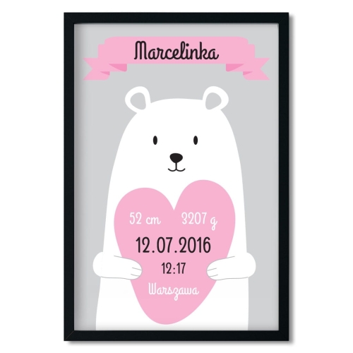 miś girls | metryczka. metryczka dla dzieci. dekoracje pokoju
