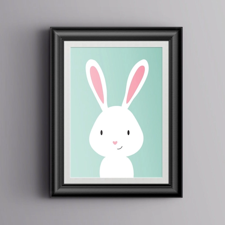 królik - miętowy | plakat. plakat dla dzieci. dekoracje pokoju