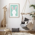 plakat dla dzieci | królik - miętowy