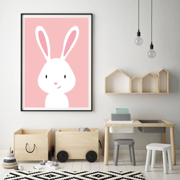 królik - różowy | plakat. plakat dla dzieci. dekoracje pokoju