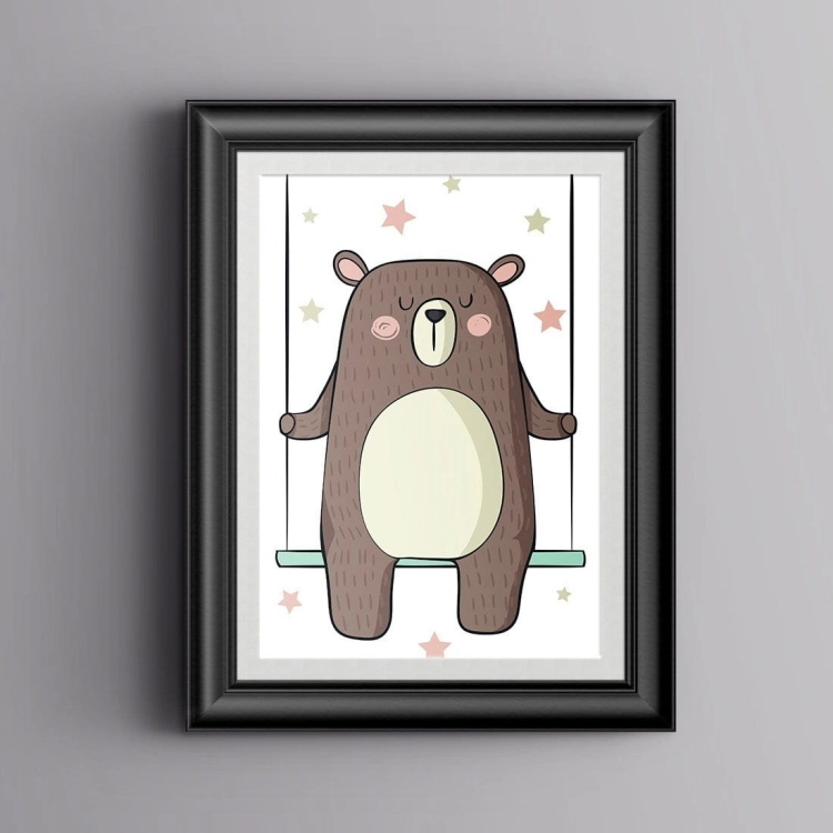 miś huśtawka | plakat. plakat dla dzieci. dekoracje pokoju