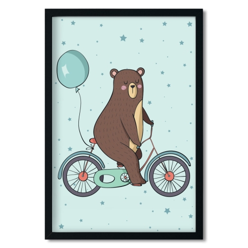 miś rower | plakat. plakat dla dzieci. dekoracje pokoju