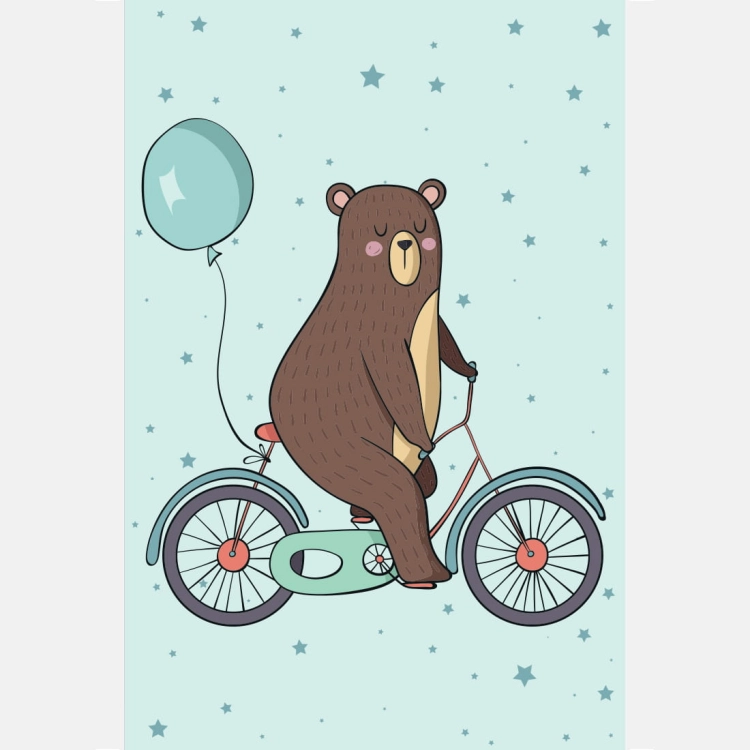 miś rower | plakat. plakat dla dzieci. dekoracje pokoju
