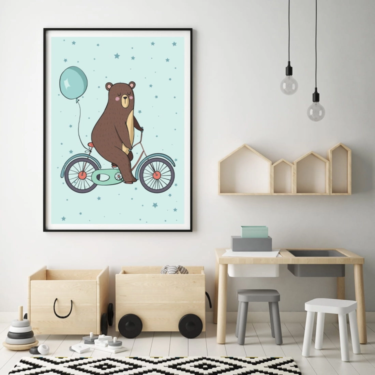 miś rower | plakat. plakat dla dzieci. dekoracje pokoju