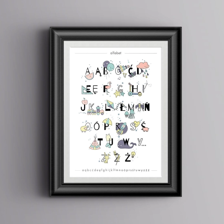 alfabet - pastelowy | plakat. plakat dla dzieci. dekoracje pokoju