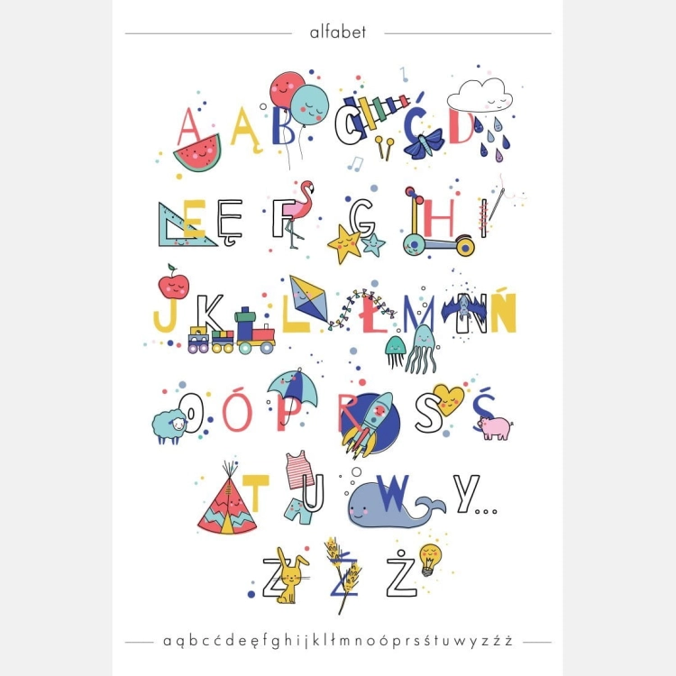 alfabet - kolorowy | plakat. plakat dla dzieci. dekoracje pokoju