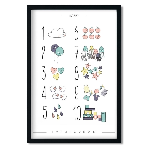 liczby - pastelowe | plakat. plakat dla dzieci. dekoracje pokoju