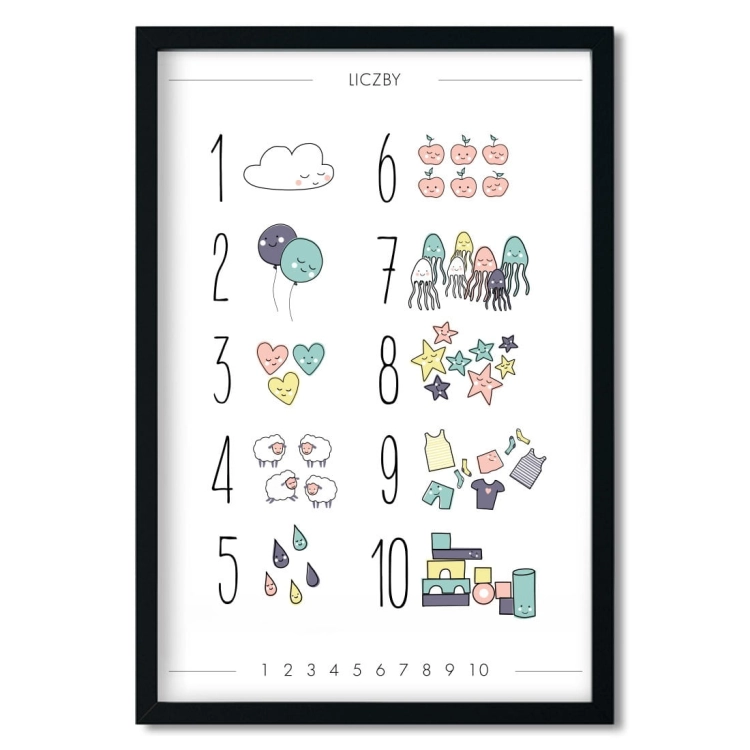 liczby - pastelowe | plakat. plakat dla dzieci. dekoracje pokoju
