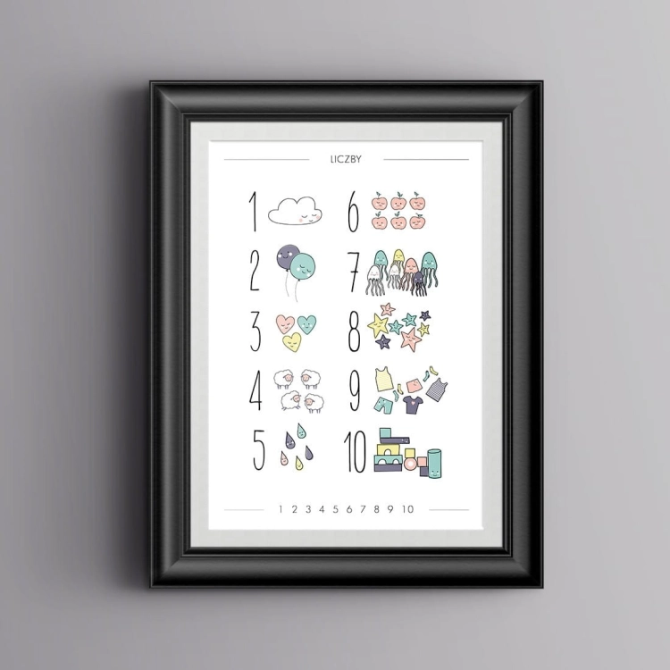 liczby - pastelowe | plakat. plakat dla dzieci. dekoracje pokoju