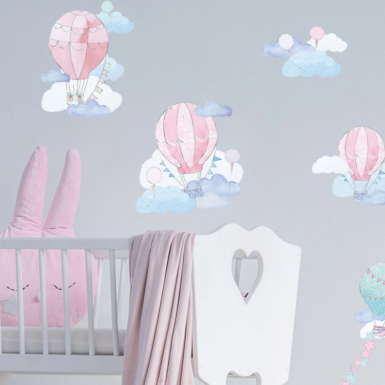 balony różowe | naklejka. naklejka dla dzieci. dekoracje pokoju