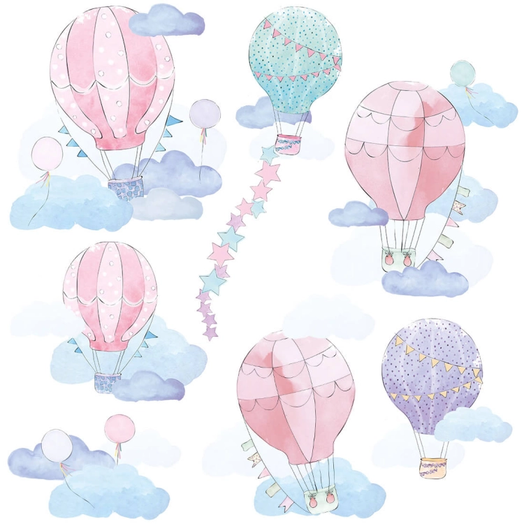 balony różowe | naklejka. naklejka dla dzieci. dekoracje pokoju