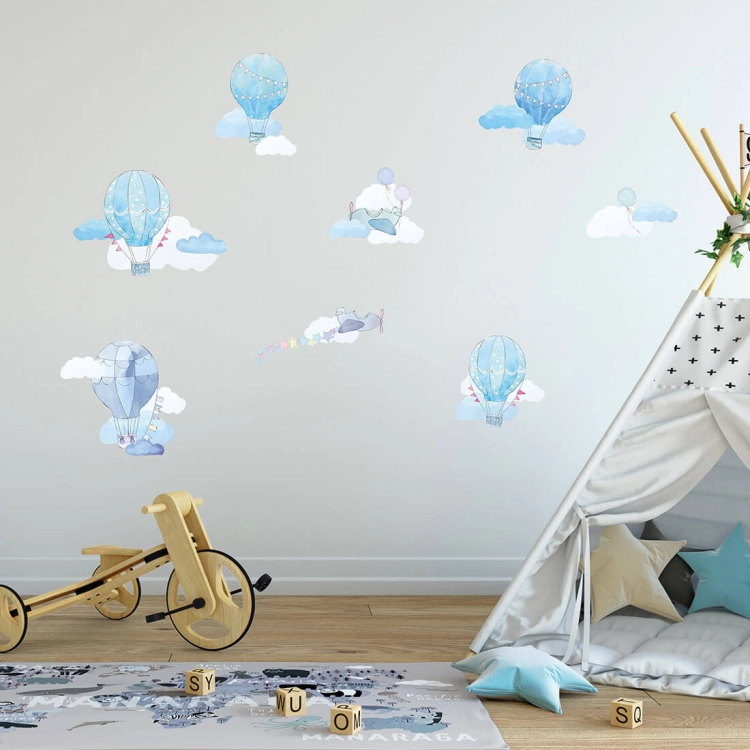 balony błękitne | naklejka. naklejka dla dzieci. dekoracje pokoju