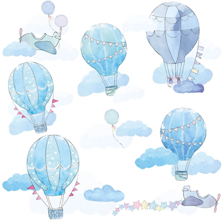balony błękitne | naklejka. naklejka dla dzieci. dekoracje pokoju
