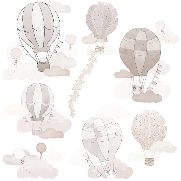 balony beżowe | naklejka. naklejka dla dzieci. dekoracje pokoju