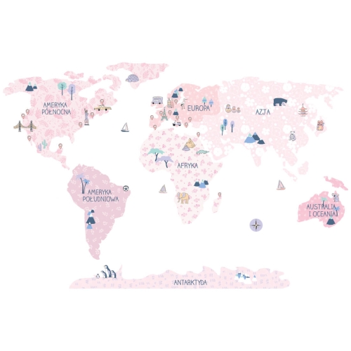 mapa świata spring flower | naklejka. naklejka dla dzieci. dekoracje pokoju