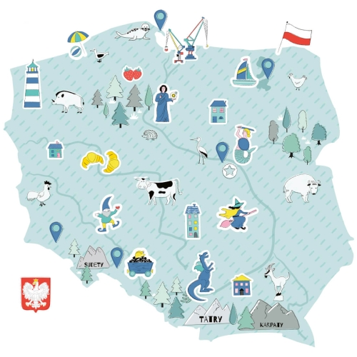 mapa polski miętowa | naklejka. naklejka dla dzieci. dekoracje pokoju