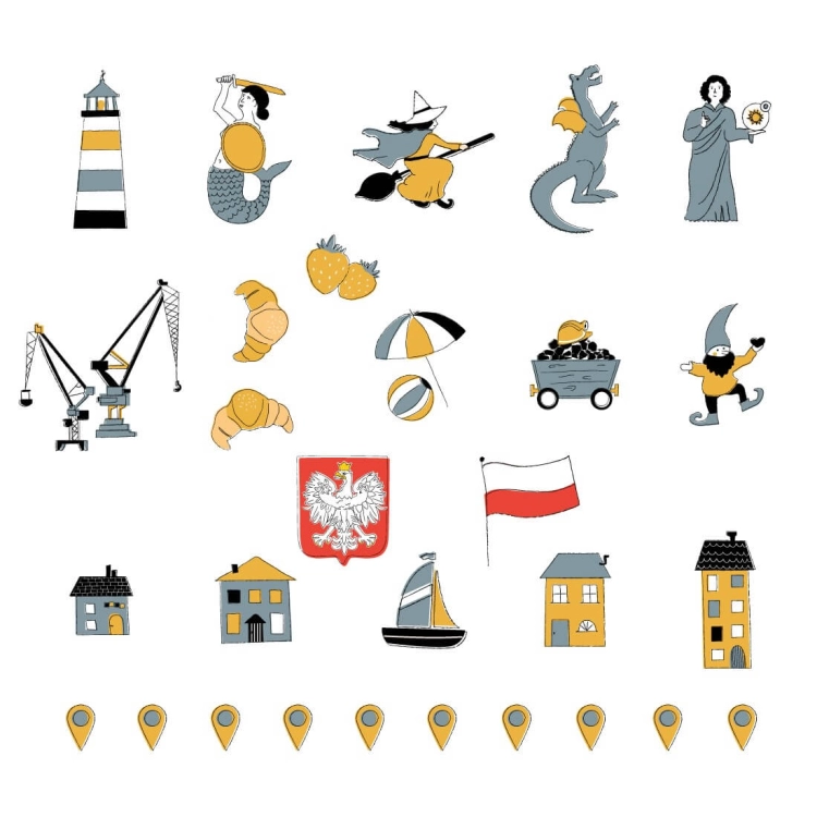 mapa polski szara | naklejka. naklejka dla dzieci. dekoracje pokoju