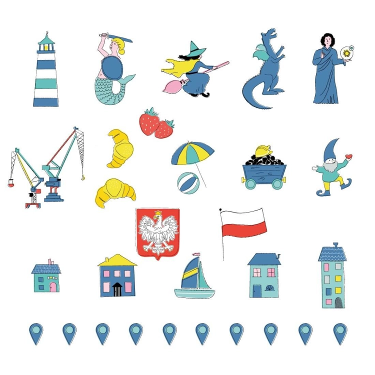 mapa polski miętowa | naklejka. naklejka dla dzieci. dekoracje pokoju